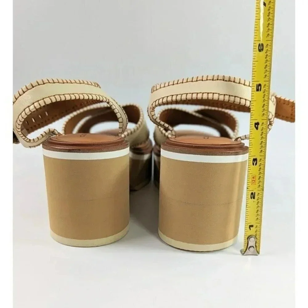 Clergerie Women's Charline Crisscross Stitch Platform Sandal Size 35.5 MSRP $625